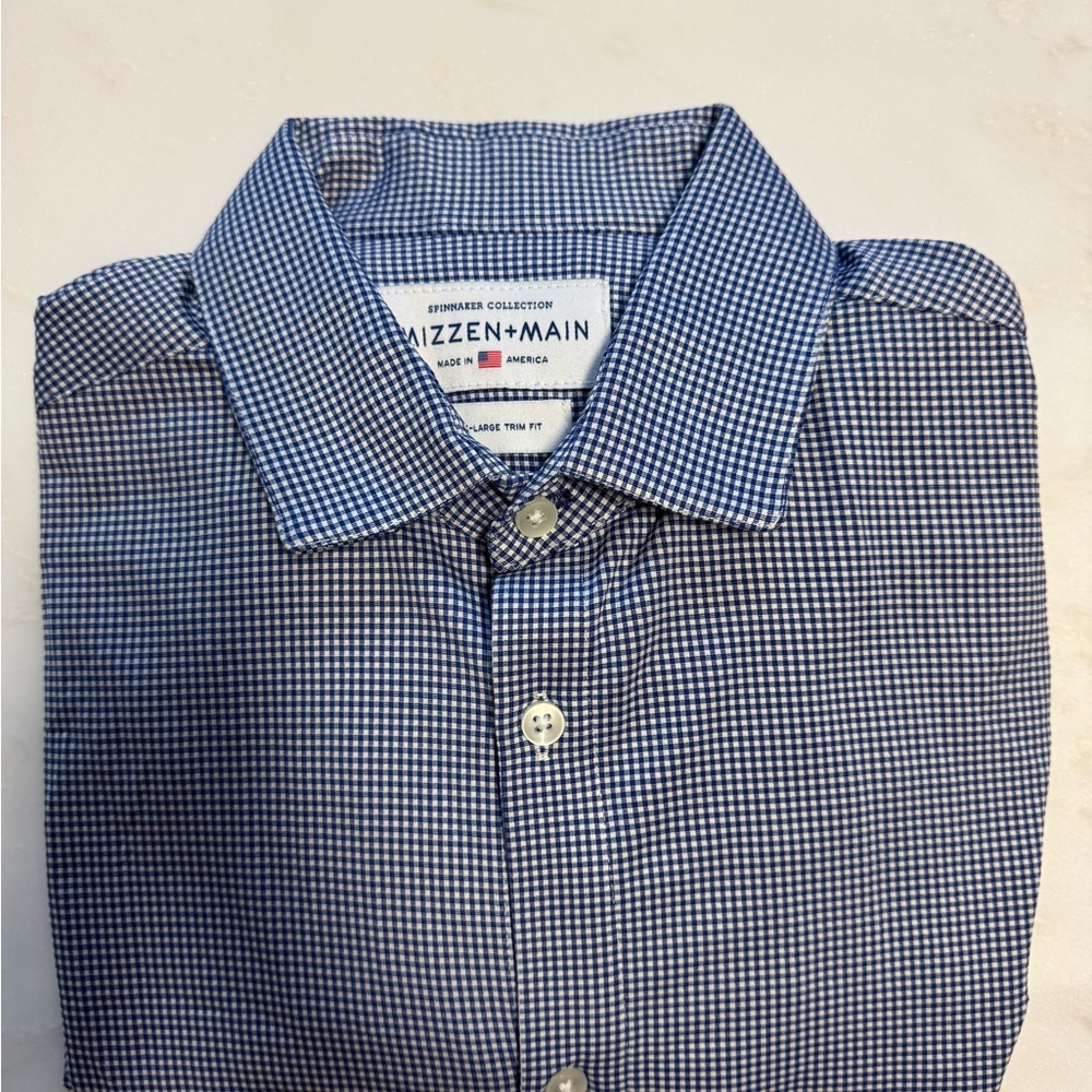 Mizzen+Main Blue Checkered Casual Button Down Shirt
